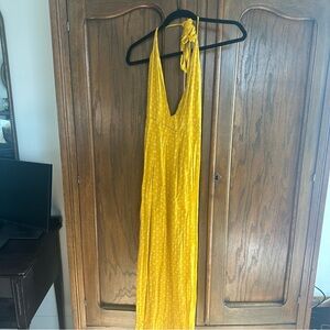 Yellow tie maxi dress